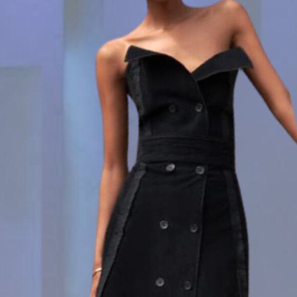 NWT - MAKING THE CUT - Deconstructed Strapless Corduroy  Dress - Black - S | M - Picture 7 of 8